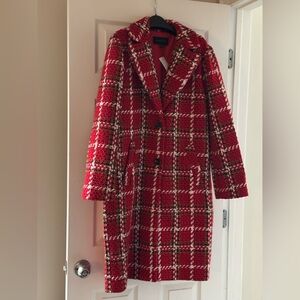 NWT Ann Taylor Red Plaid Coat